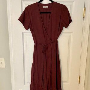 Outerknown Ritual Wrap Dress Midi Burgundy